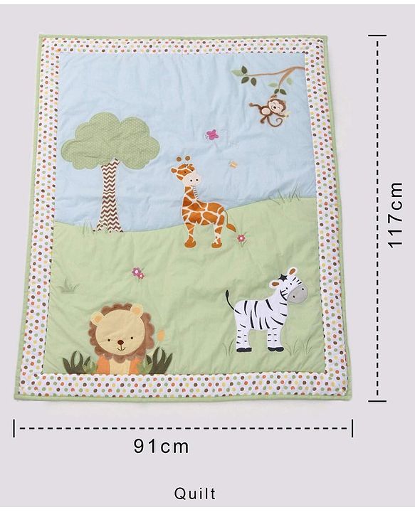 Babyhug Premium Cotton Embroidered Crib Bedding Set Seahorse Theme Large Pack of 6 - Pink