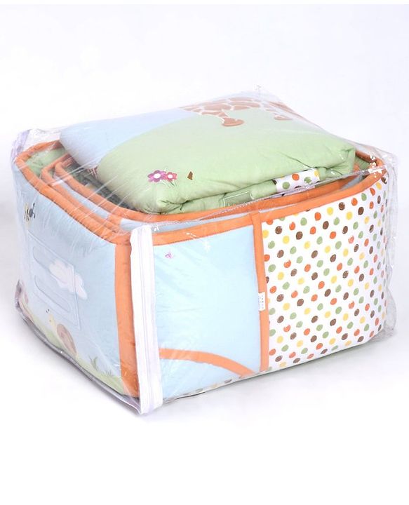 Babyhug Premium Cotton Embroidered Crib Bedding Set Seahorse Theme Large Pack of 6 - Pink