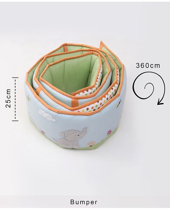 Babyhug Premium Cotton Crib Bedding Set Jungle Theme Small Pack of 6 - Multicolor (Cot not Included)