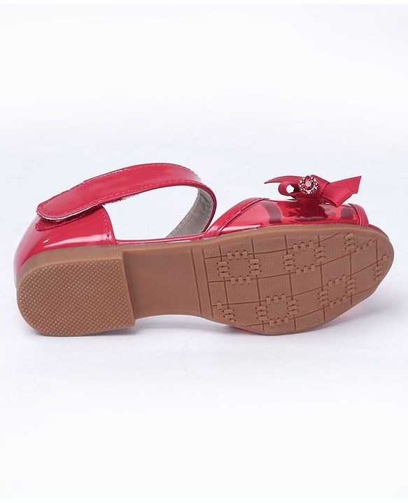Cute Walk by Babyhug Party Wear Peeptoes Studded Floral Motifs - Red - EU 26 Red