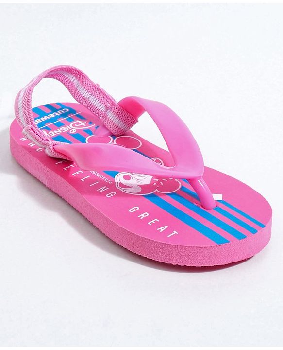 Cute Walk by Babyhug Flip Flops With Back Strap Mickey & Minnie Print - Pink