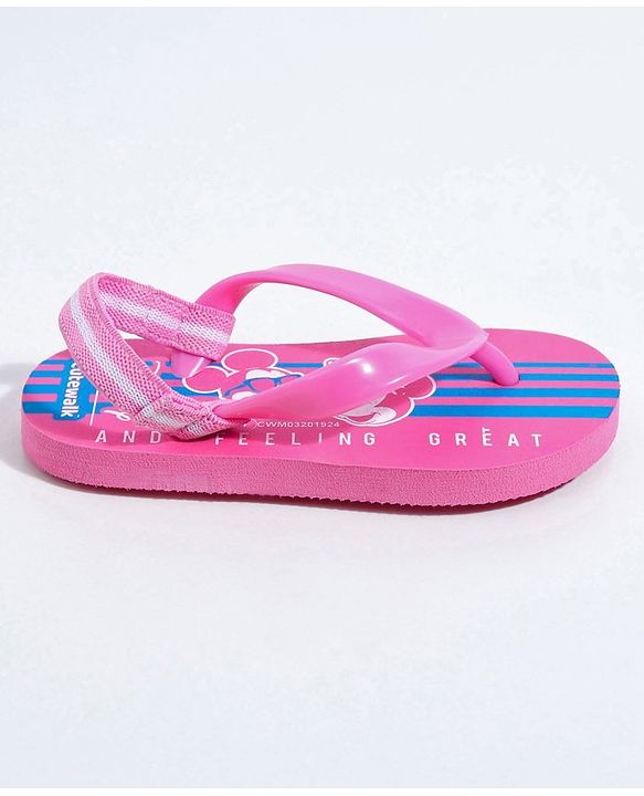 Cute Walk by Babyhug Flip Flops With Back Strap Mickey & Minnie Print - Pink