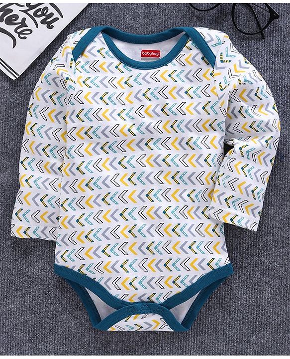 Babyhug Full Sleeves Onesie Abstract Print - Blue