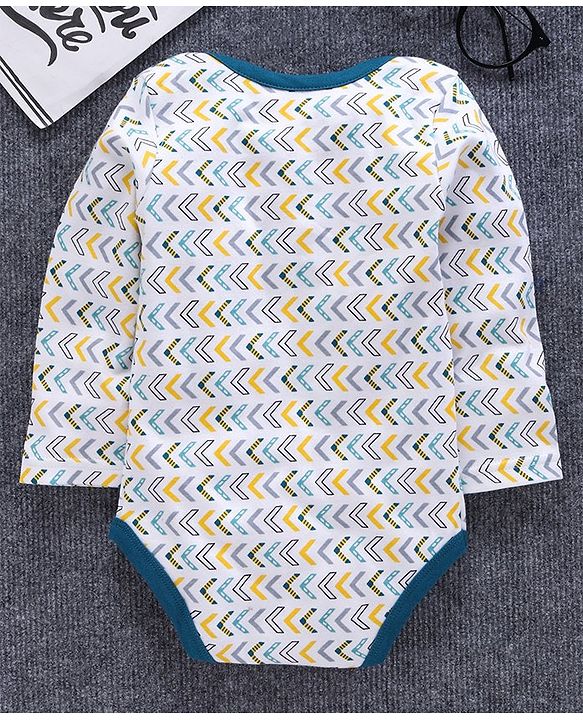 Babyhug Full Sleeves Onesie Abstract Print - Blue