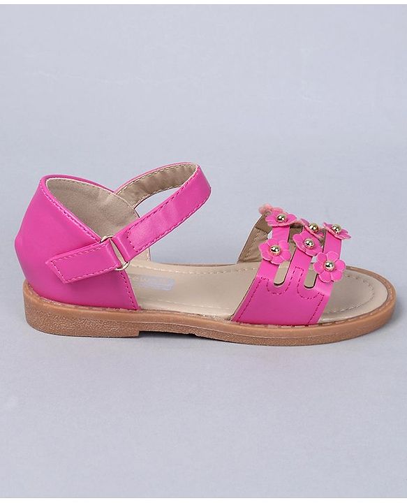 Cute Walk by Babyhug Floral Embellished Party Wear Peep Toes - Dark Pink
