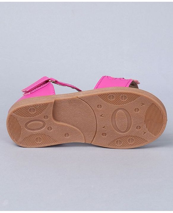 Cute Walk by Babyhug Floral Embellished Party Wear Peep Toes - Dark Pink