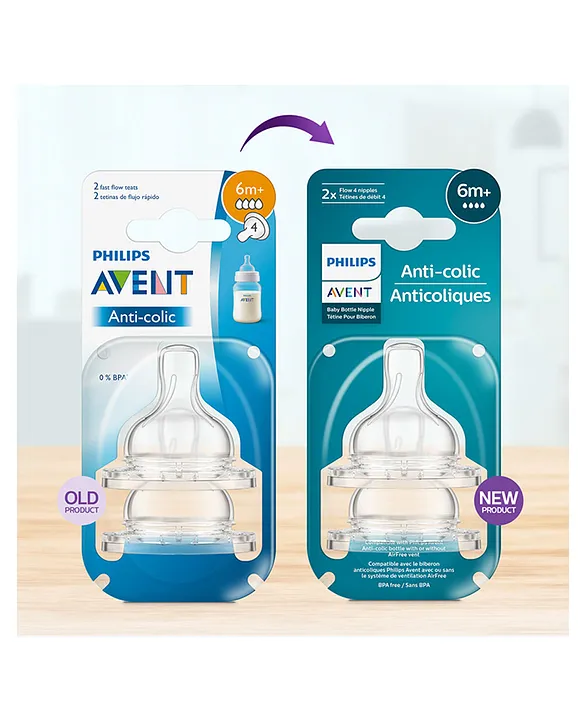 2 Pack Philips AVENT Natural Nipple Old Style, Flow 4, 6M+, Fast Flow,  Brand New