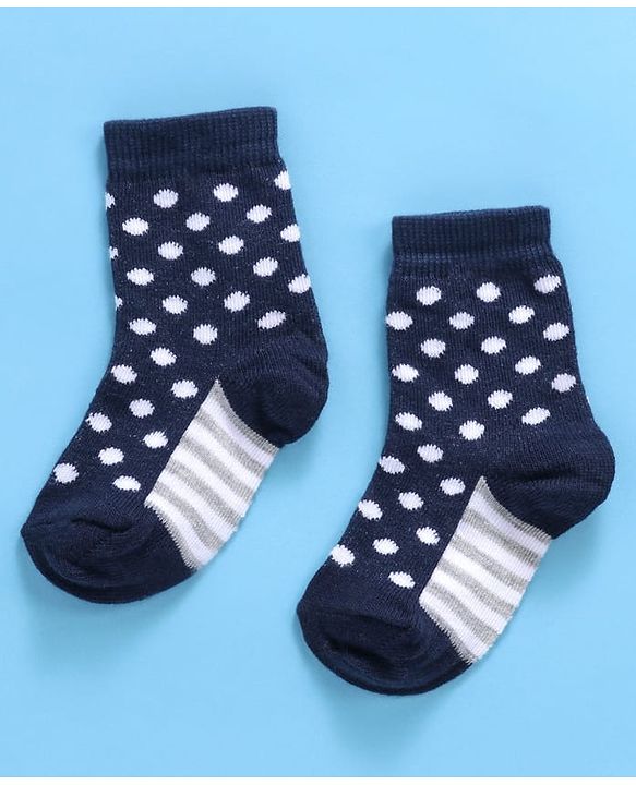Cute Walk By Babyhug Non Terry Antibacterial Ankle Length Socks Multi Print Set of 3 - Navy White