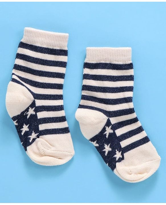 Cute Walk By Babyhug Non Terry Antibacterial Ankle Length Socks Multi Print Set of 3 - Navy White