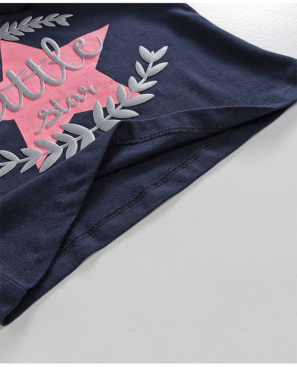Babyhug Three-Fourth Sleeves Top Star Print - Navy Blue