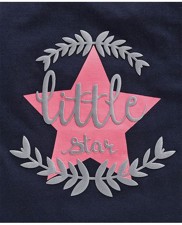 Babyhug Three-Fourth Sleeves Top Star Print - Navy Blue