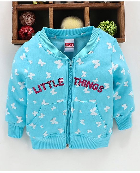 Babyhug Full Sleeves Sweatjacket - Sea Green