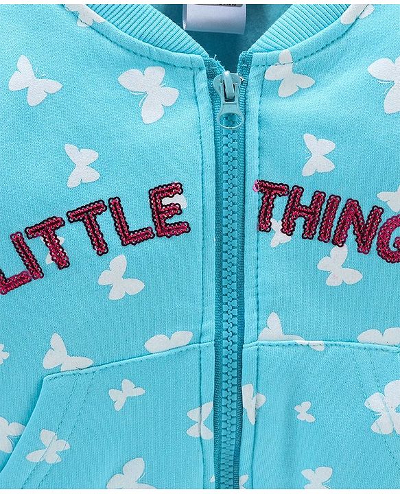 Babyhug Full Sleeves Sweatjacket - Sea Green