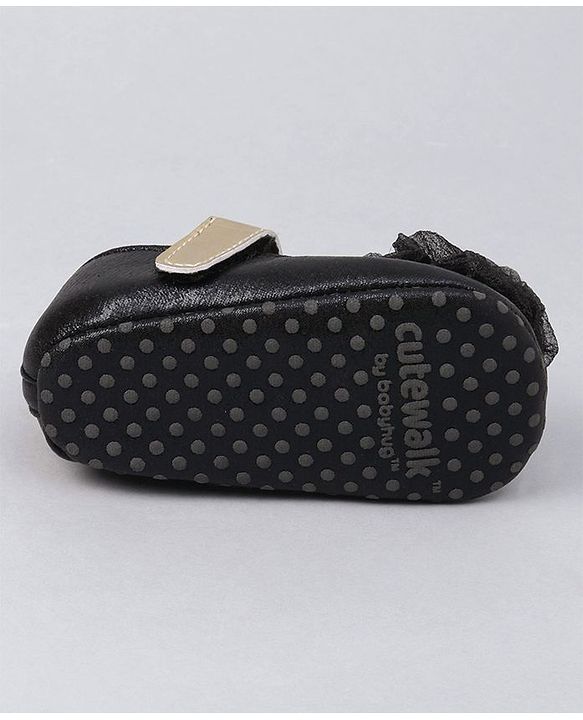 Cute Walk by Babyhug Party Wear Floral Embellished Booties - Black