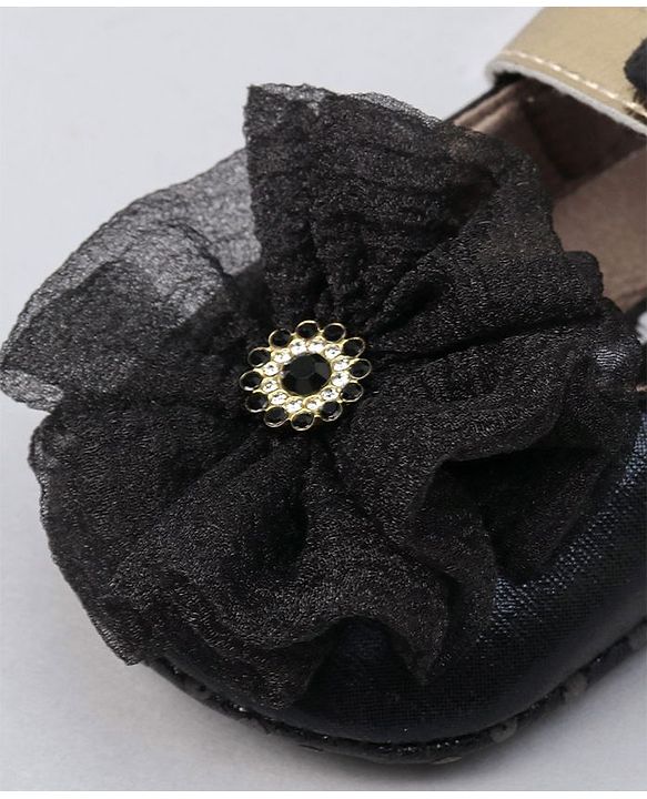 Cute Walk by Babyhug Party Wear Floral Embellished Booties - Black