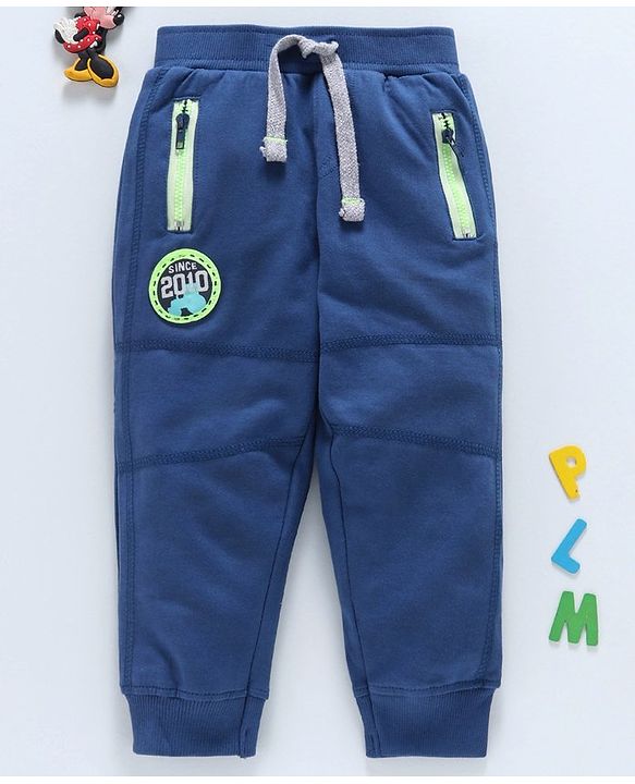 Babyhug Full Length Lounge Pant With Drawstring 2010 Patch - Navy Blue