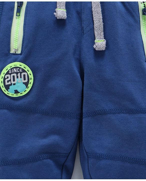 Babyhug Full Length Lounge Pant With Drawstring 2010 Patch - Navy Blue