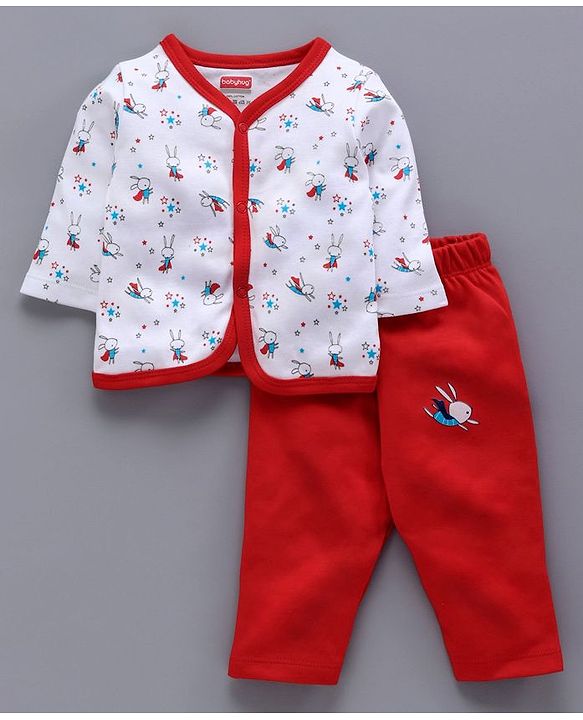 Babyhug Clothing Gift Set Bunny Print Red- 5 Pieces