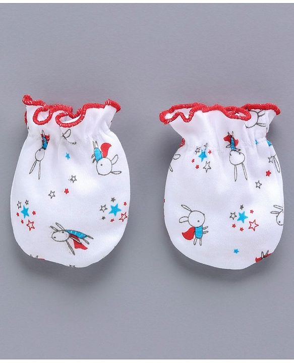 Babyhug Clothing Gift Set Bunny Print Red- 5 Pieces
