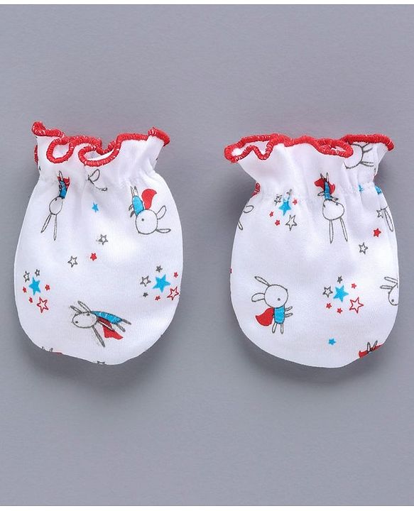 Babyhug Clothing Gift Set Bunny Print Red- 5 Pieces