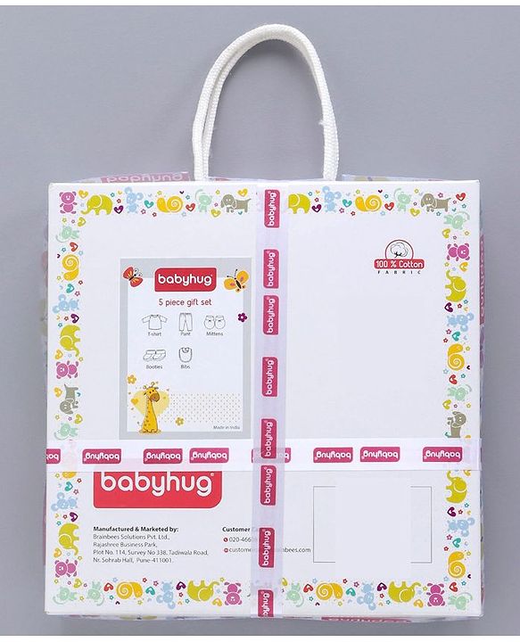 Babyhug Clothing Gift Set Bunny Print Red- 5 Pieces