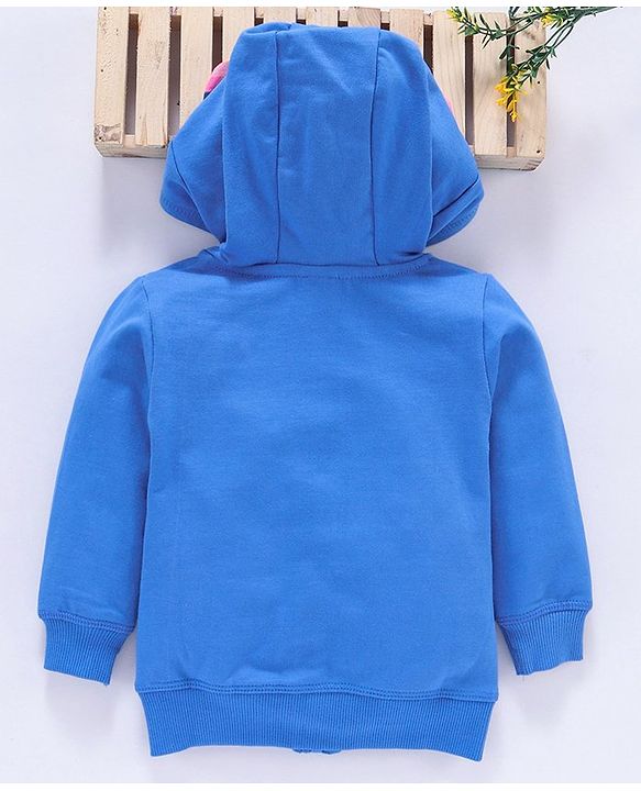 Babyhug Full Sleeves Hooded Sweat Jacket Cloud Patch - Blue