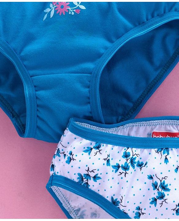 Babyhug Cotton Panties Floral Print Pack Of 2 - Teal