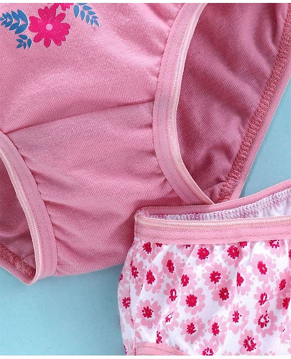 Babyhug Cotton Panties Floral Print Pack Of 2 - Pink - 12-18M Pink