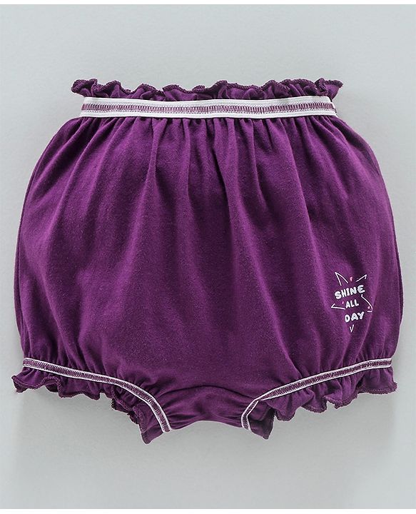 Babyhug 100% Cotton Bloomer Set of 2 Printed & Solid Color - Pink Purple