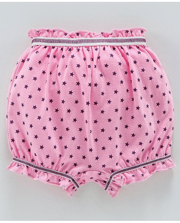Babyhug 100% Cotton Bloomer Set of 2 Printed & Solid Color - Pink Purple