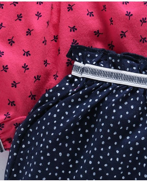 Babyhug Printed Cotton Bloomers Pack of 2 - Fuchsia Navy Blue
