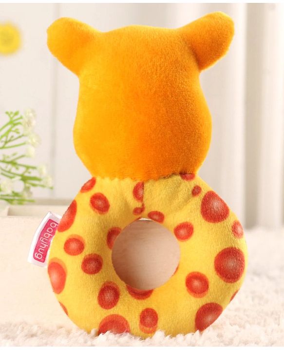Babyhug Giraffe Face Rattle Toy for Babies| Easy-to-Hold Grip|Plush Rattle for Sensory Play|Motor Skills & Bonding|Lightweight & Travel Friendly |3+ Months|BIS|Yellow
