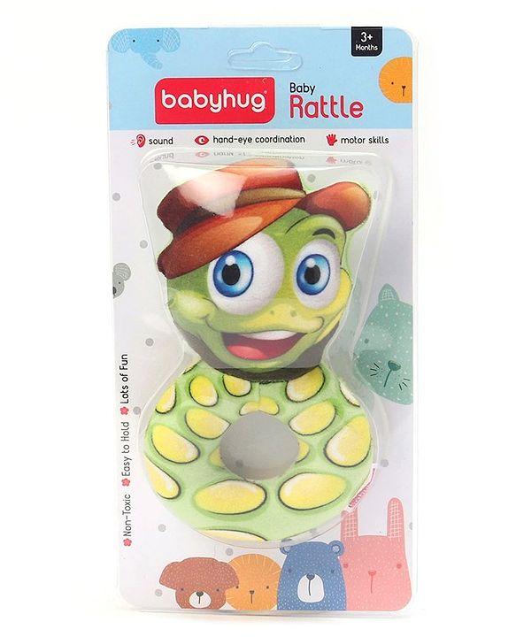 Babyhug Snake Face Rattle With Sound - Green