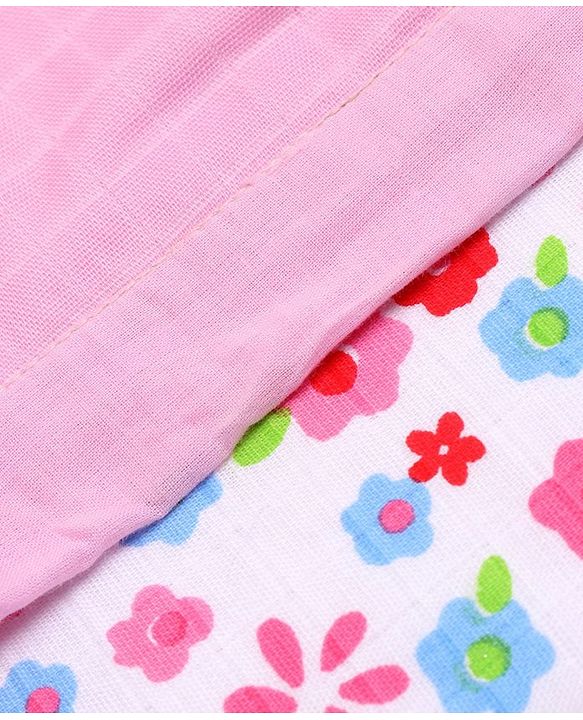 Babyhug Premium Cotton 2 Layered Baby Muslin Blanket Floral Print - Pink
