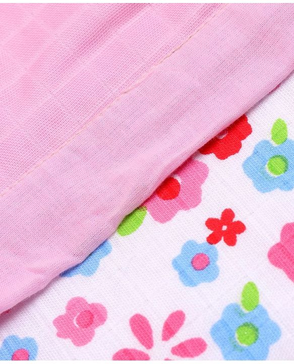 Babyhug Premium 3 Layered Lightweight Baby Muslin Blanket Floral Print - Pink