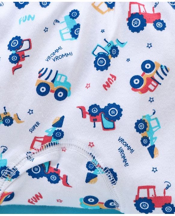 Babyhug Full Length Diaper Leggings Vehicles Print - White