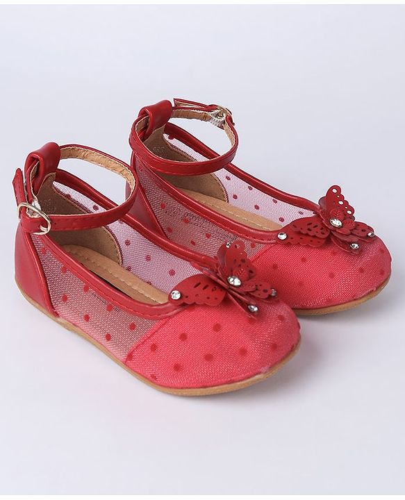 Cute Walk by Babyhug Butterfly Motif Bellies - Red