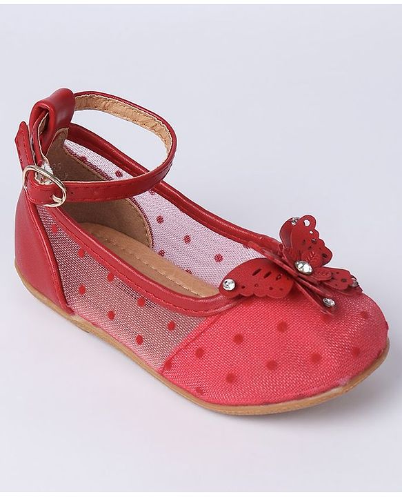 Cute Walk by Babyhug Butterfly Motif Bellies - Red