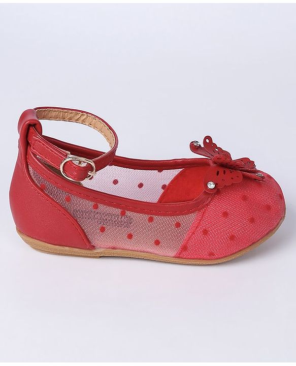Cute Walk by Babyhug Butterfly Motif Bellies - Red