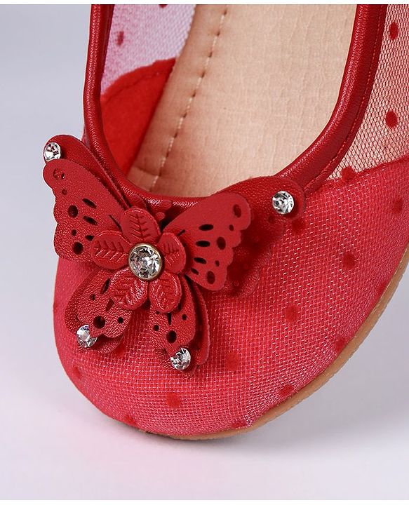Cute Walk by Babyhug Butterfly Motif Bellies - Red