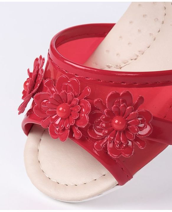 Cute Walk by Babyhug Party Wear Sandals Floral Motif - Black - EU 21 Red