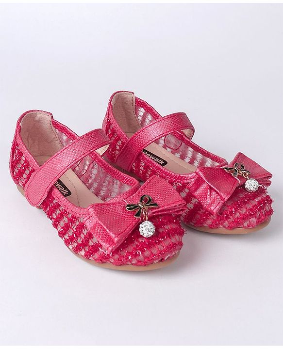 Cute Walk by Babyhug Embellished Bow Motif Bellies - Dark Pink