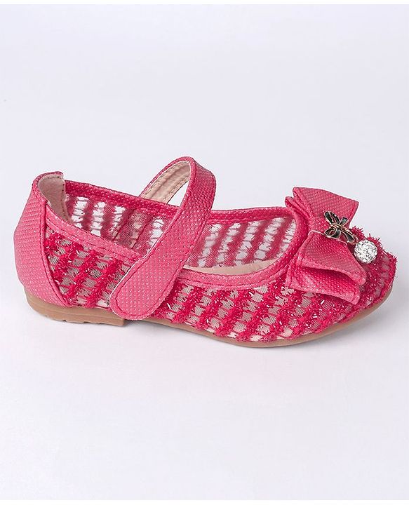 Cute Walk by Babyhug Embellished Bow Motif Bellies - Dark Pink