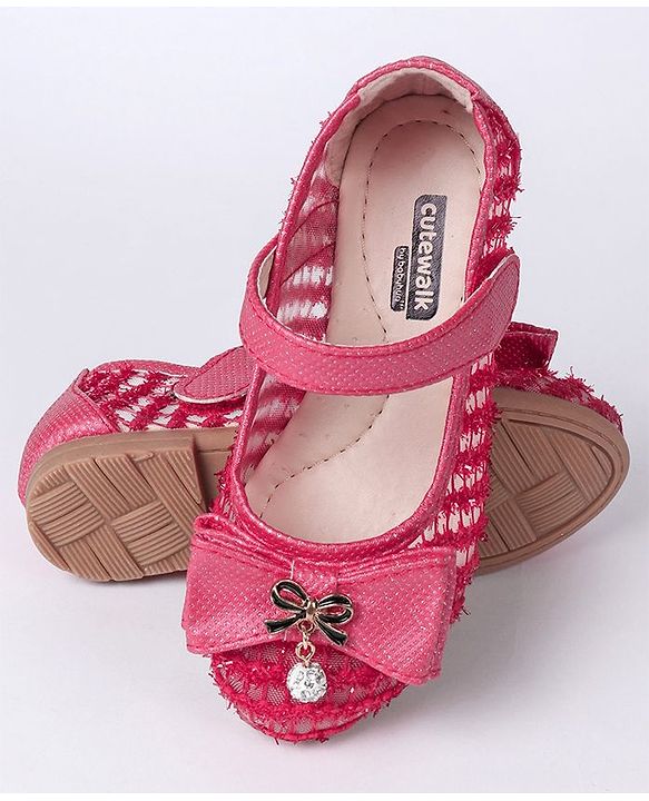 Cute Walk by Babyhug Embellished Bow Motif Bellies - Dark Pink