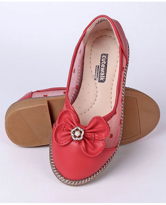 Cute Walk by Babyhug Stone Embellished Bellies - Red