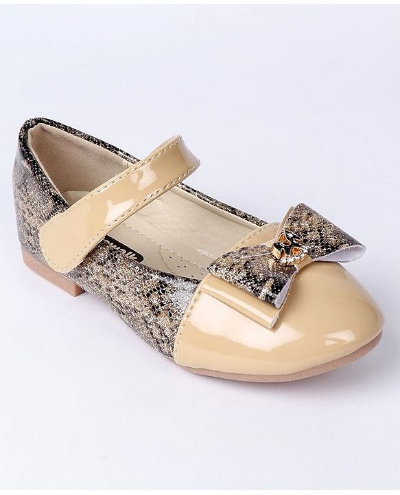 Cute Walk by Babyhug Party Wear Bellies With Bow Motif - Beige