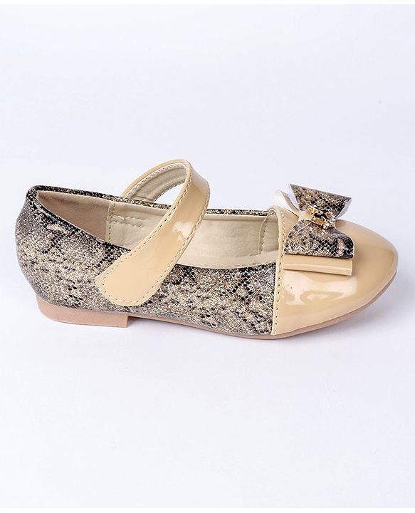 Cute Walk by Babyhug Party Wear Bellies With Bow Motif - Beige