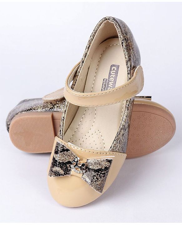 Cute Walk by Babyhug Party Wear Bellies With Bow Motif - Beige
