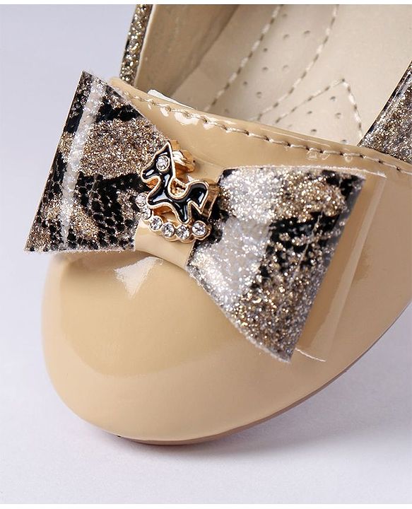 Cute Walk by Babyhug Party Wear Bellies With Bow Motif - Beige