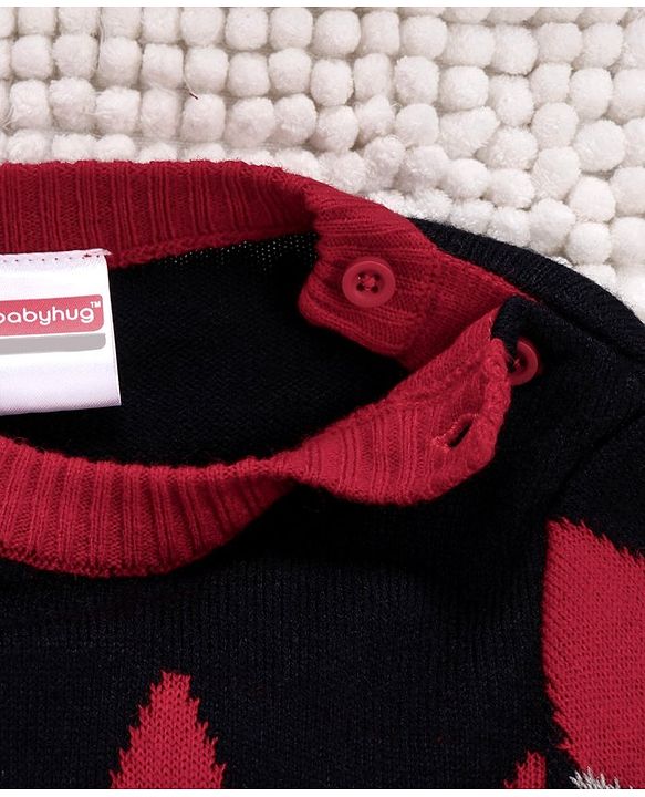 Babyhug Full Sleeves Sweater Diamond Design - Red